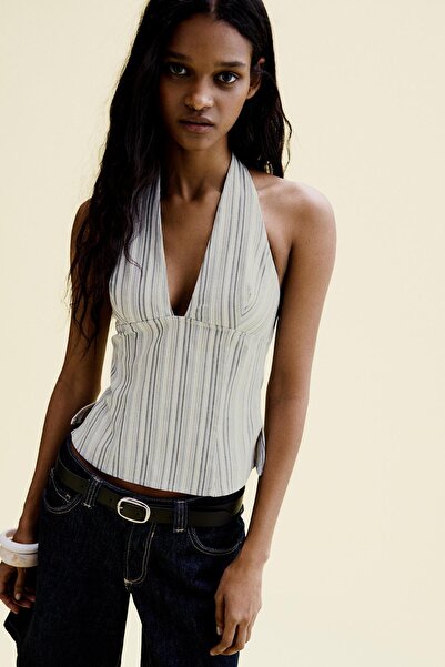 Bershka Önü fermuarlı crop top