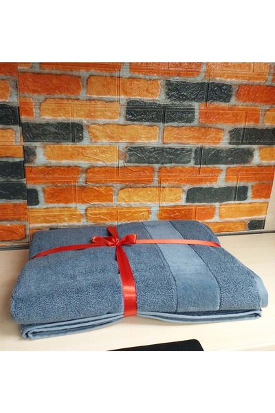 Özdilek Svv Border Büyük Boy Banyo Havlusu (89x173) - Ocean Blue (Okyanus Mav...