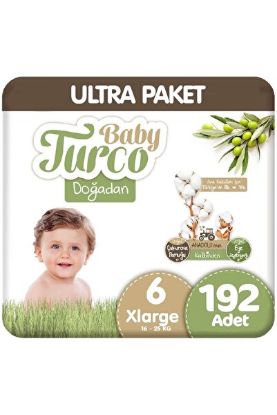 Baby Turco Doğadan Ultra Paket 6 Beden Bebek Bezi 64x3 192 Adet