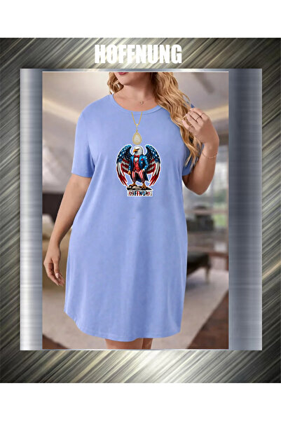 HOFFNUNG Unisex Short Sleeve Round Neck Usa Eagle Printed Solid Color Long Ts...