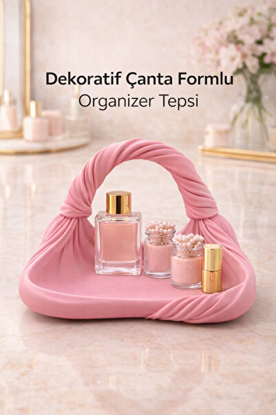 Sellor Dekoratif Çanta Formlu Organizer Tepsi 17×10 cm PLA Masaüstü Takı, Mak...