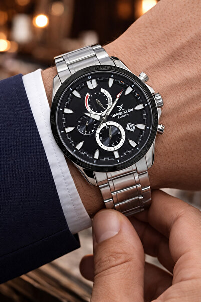 Daniel Klein ساعة رجالية بسوار جلدي نشط لجميع وظائف العلامة التجارية (مع سوار...