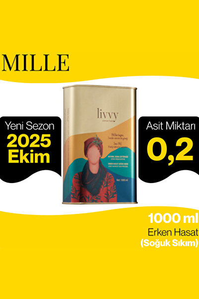 Livvy Premium Foods MILLE Soğuk Sıkım Erken Hasat Natürel Sızma Zeytinyağı 10...