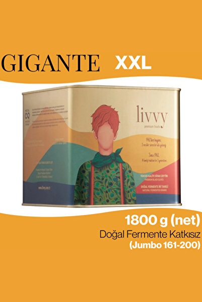 Livvy Premium Foods GIGANTE Jumbo (XXL) Taneli Siyah Zeytin 1800 g