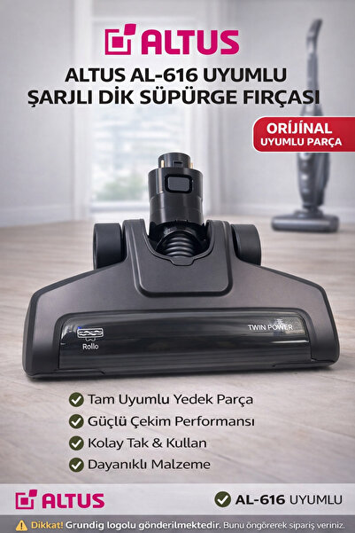 Altus Al 616 Dikey Şarjlı Süpürge Uyumlu Emici Başlık - Siyah