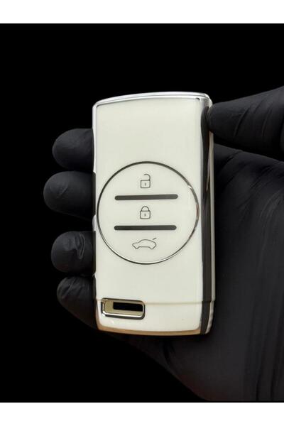 ÖZEN KEYS Luxury 1St Quality Chery Tiggo 7 Pro Smart Key Case Cover White Silver