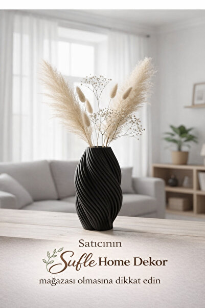 Sufle home dekor DEKORATİF SİYAH SARMAL VAZO - OBJE - DEKOR