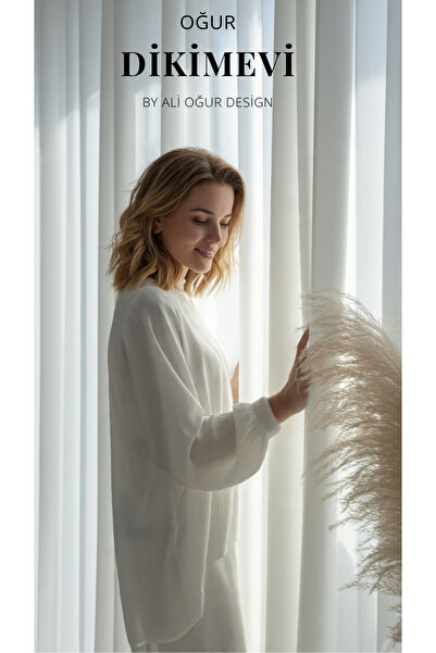 AYCE EV TEKSTİLİ Λευκή σατέν κουρτίνα αντηλιακής προστασίας - Προσαρμοσμένη κ...