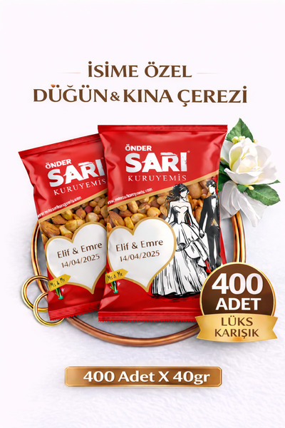 Önder Sarı Kuruyemiş Lüks Karışık Düğün Ve Kına Çerezi Kişiselleştirebilir Ku...