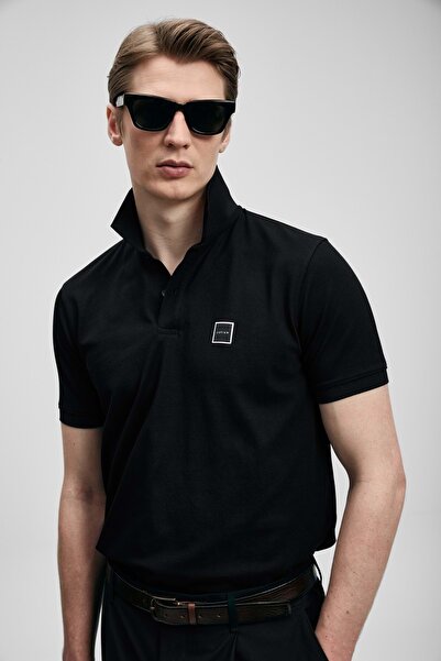 Lufian 111040233 Carter Smart Erkek Polo Yaka Tişört Erkek Tişort SİYAH