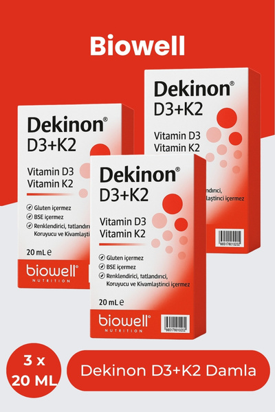 Biowell Dekinon D3 + K2 Vitamini Damla 20 Ml 3 Adet