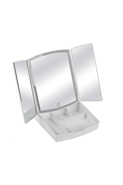 divendi-ro Oglindă de machiaj triplă pliabilă, 72 becuri LED, USB, 20x22x26cm...