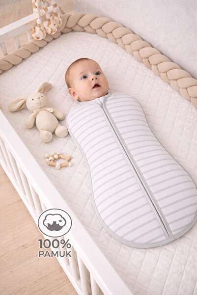 Mimocan %100 Pamuklu Organik Yumuşak Penye Uyku Tulumu Yenidoğan Fermuarlı Ku...