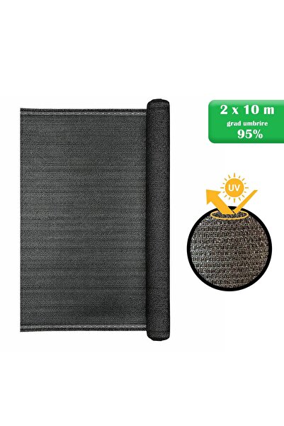 Strend Pro Shade net, HDPE, 230 g/m2, shade rate 95%, anthracite, 2x10 m