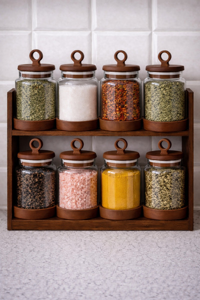 Paşabahçe 8'li 400 ml Akasya Kapaklı Cam Kavanoz Seti-Mutfakta Düzen Şıklık( ...