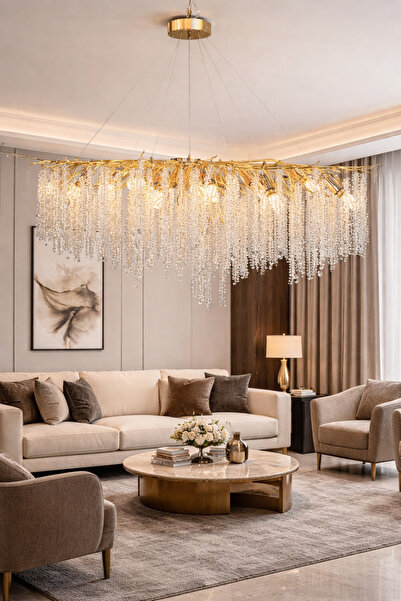 HOMSİ 120*40 cm kristal serip avize