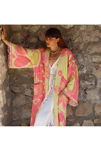 Su Koleksiyon كفتان يوتوبيا / أصفر ووردي