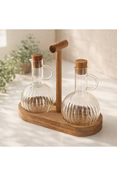 magical dreams Glass Oil and Vinegar Set with Wooden Stand