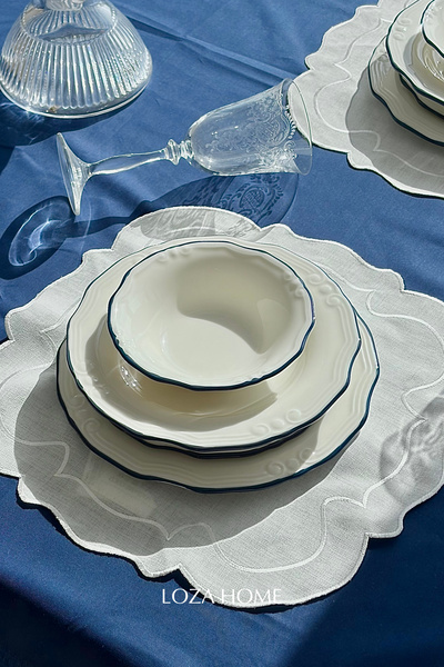 LOZA HOME RELİEF BLUE | 24 PARÇA | 6 KİŞİLİK | YEMEK TAKIMI | MAVİ