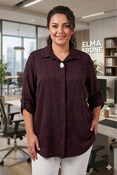 elma abone BLUZĂ DE DAMĂ MĂRIME MARE, DIN SATIN, CU BROȘĂ