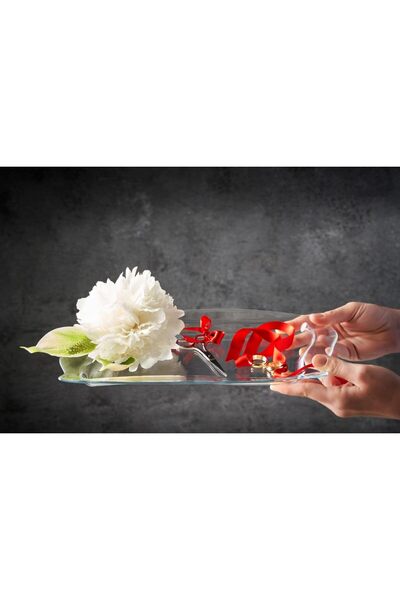 Paşabahçe Glass Presentation Plate Tray - 36X22 cm Single Engagement, Promise
