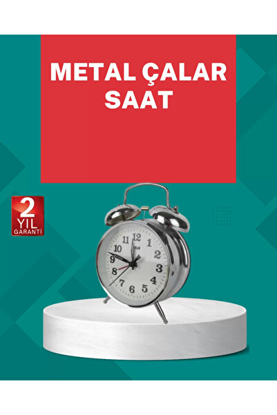 Kanonik Education ساعة طاولة منبه فضية مزخرفة بآلية صامتة