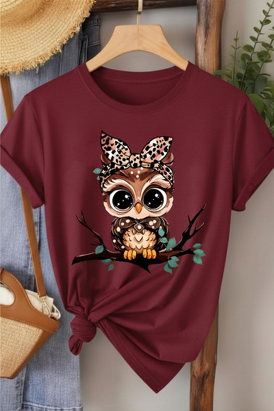 l'eivor Baykuş anime tasarım Baskılı Kadın T-shirt