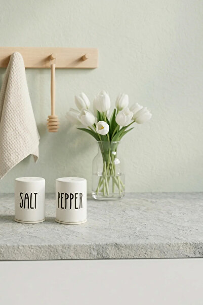 Keramika طقم وعاء ملح وفلفل من السيراميك - طقم من قطعتين، وعاء توابل عصري مكت...