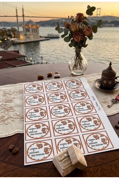 GÜVEN Nişan - Düğün Etiket Kağıt Baskı Evlilik Sticker Tek Sayfa Yapışkanlı I...