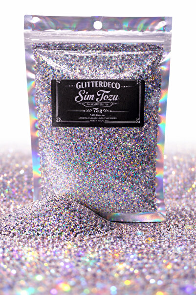 CANERLER Lazer Halografik Glitter Renk Değiştiren Gümüş Toz Sim 75 Gr /Makyaj...