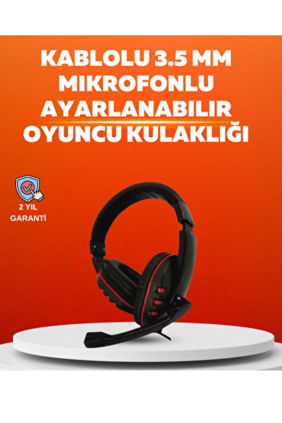 Kanonik Education سماعة ألعاب ستيريو حمراء مع وسادة ناعمة وميكروفون