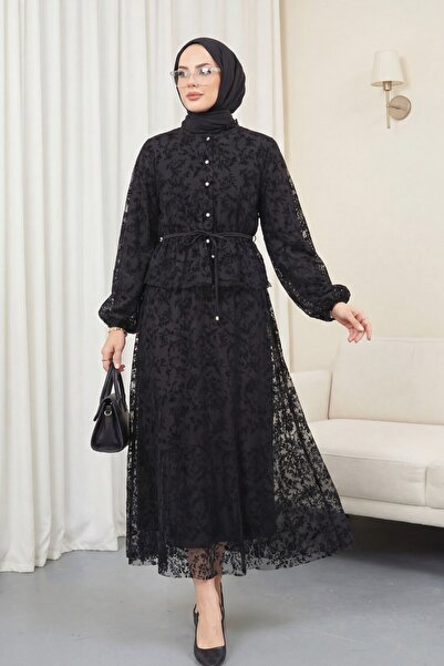 Modamorfo Комплект с висока яка, принт, ръкави тип балон, пола с връзки на та...