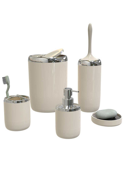 Prima Nova Lima XL Krom Dekorlu Banyo Seti Bej