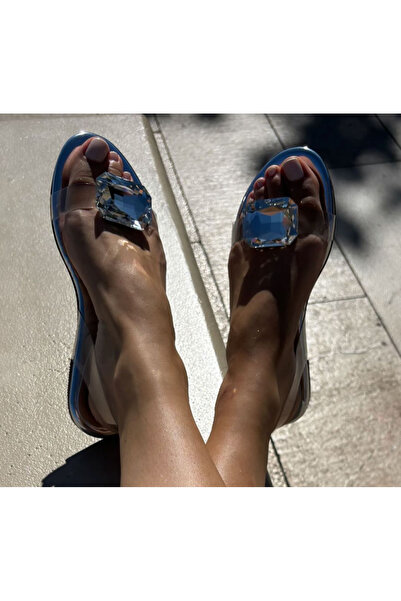 DC DONNA Papuci Aqua - Papuci argintii cu detaliu de piatră