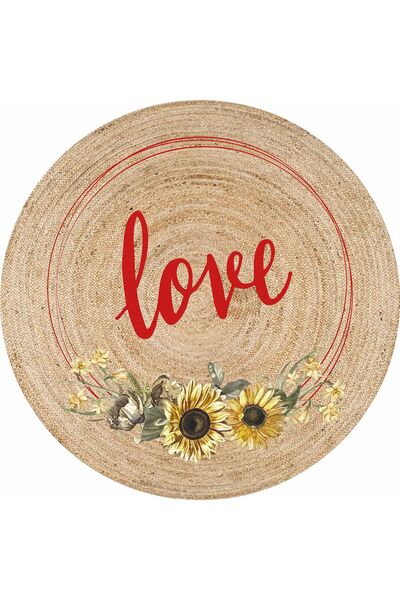 kilim home Covor rotund Boho 911, cu model Love, de culoare naturală, cu două...
