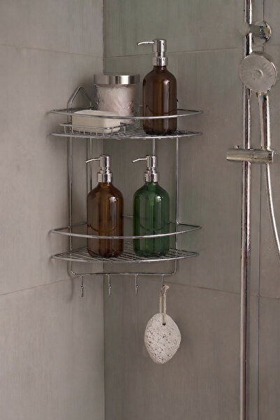 Sas Haus Αυτοκόλλητο χρωμιωμένο οργανωτήρας μπάνιου, θήκη σαμπουάν, ράφι ντου...