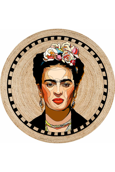 kilim home Boho 914 Covor natural rotund, tricotat, cu două fețe, cu figuri f...