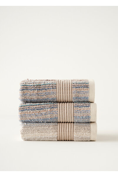 Bella Maison 100% Cotton Stripe Yarn Dyed 3-Piece Face Towel Set Blue (50X90 cm)