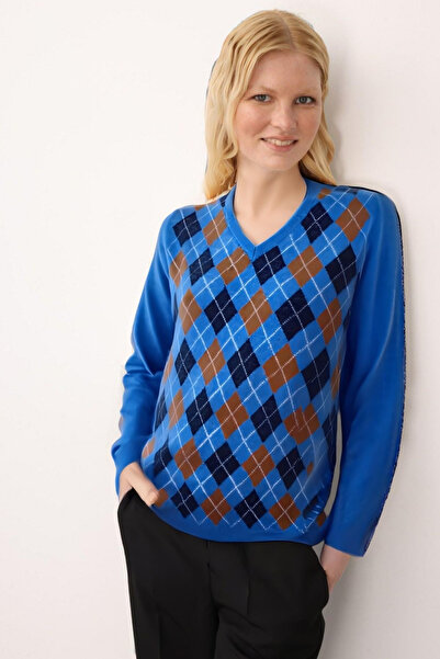 Desen Triko Γυναικείο πουλόβερ από μαλλί με λαιμόκοψη σε σχήμα V A.Petrol