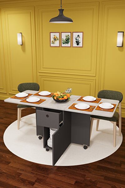 asratrend Asra Trend MDF Katlanır Mutfak Yemek Çalışma Masası, Çekmece+Dolap,...