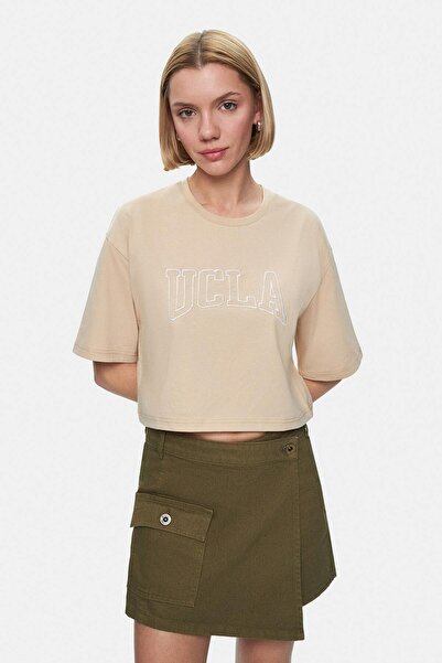 UCLA HELENA Tricou oversize pentru damă, cu decolteu rotund, brodat, supradim...