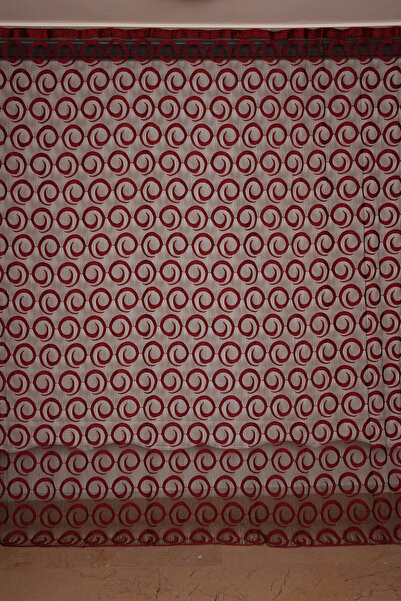 AKÇA TEKSTİL Vakko Bordo Çift Renk Bordo Ip Perde Hazır Düğmeleri Dikilmiş Ip...