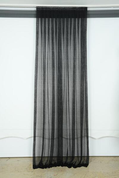 AKÇA TEKSTİL DAR ETEK سترة سوداء اللون بتصميم أحادي الجانب، ستارة جاهزة للترك...