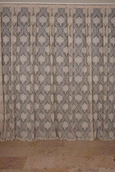 AKÇA TEKSTİL ÇERÇEVELİ DAMAKS VİZON RENK TEK KANAT Hazır dikilmiş Pileli Fon ...