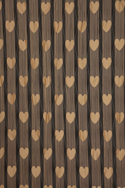 AKÇA TEKSTİL KALPLİ BİRLEŞİK MODEL GOLD RENK İP PERDE HAZIR İP PERDE 300*270