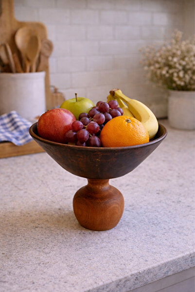 justwood طبق سلطة خشبي من الميلامين من لينجا بارتفاع 19 سم مع قاعدة على شكل ر...