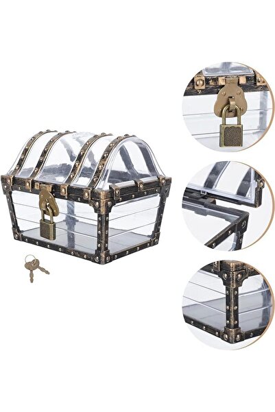 Arabest Transparent Treasure Chest with Lock, Pirate Style Storage Box for Je...