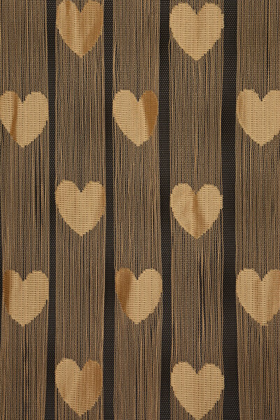 AKÇA TEKSTİL KALPLİ MODEL GOLD RENK İP PERDE HAZIR İP PERDE 300*280
