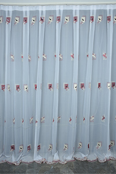 AKÇA TEKSTİL BRODE 1025 MODEL CULOARE ALBĂ O LAME Cortina de fundal plisată, ...