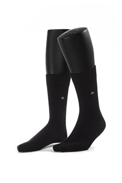 The Socks House Γυναικείες κάλτσες διπλής στρώσης από μπαμπού σε απλό μαύρο χ...